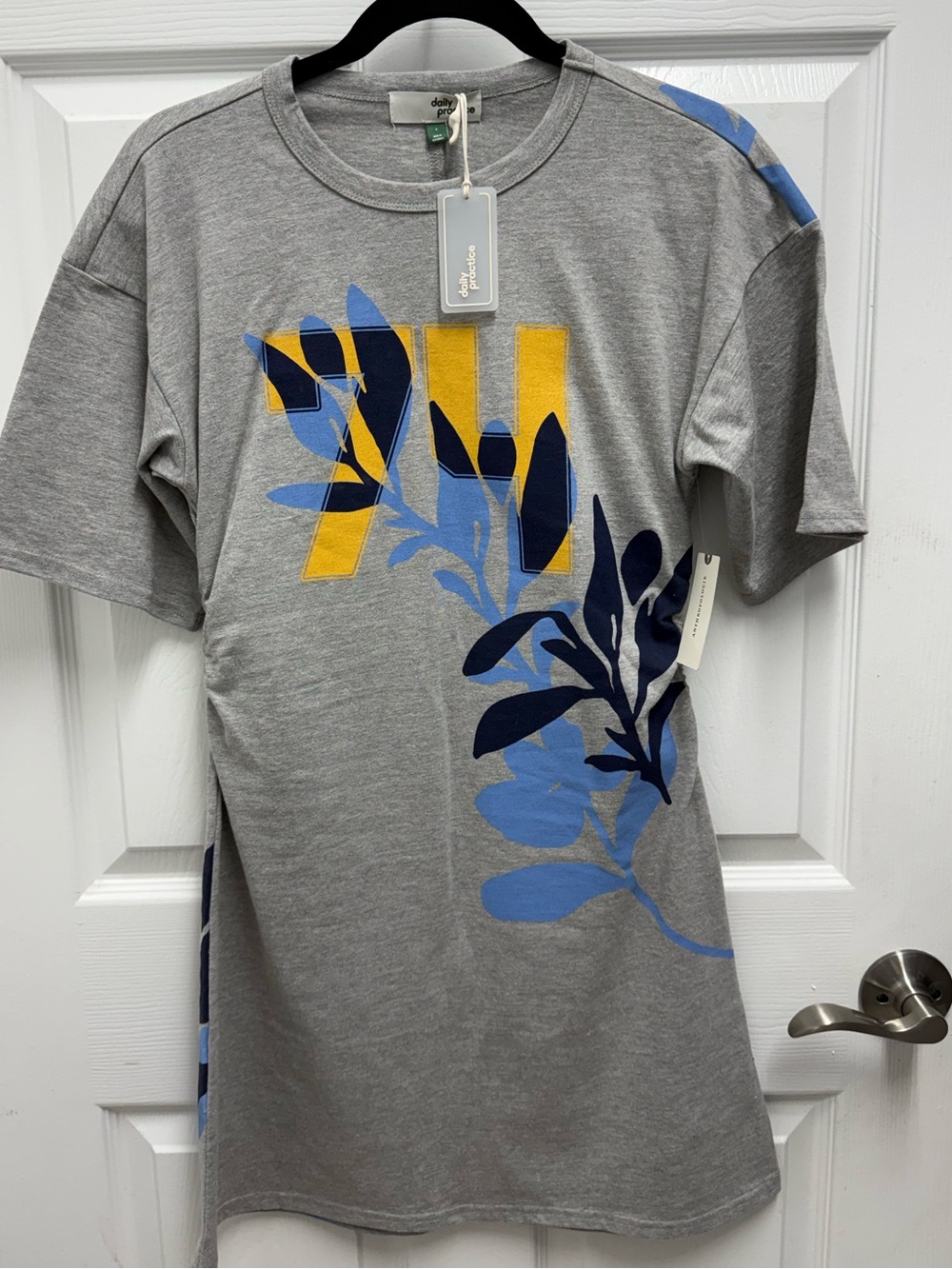 NWT Anthropologie Daily Practice Size Small Gray Cotton Knit T-Shirt Dress